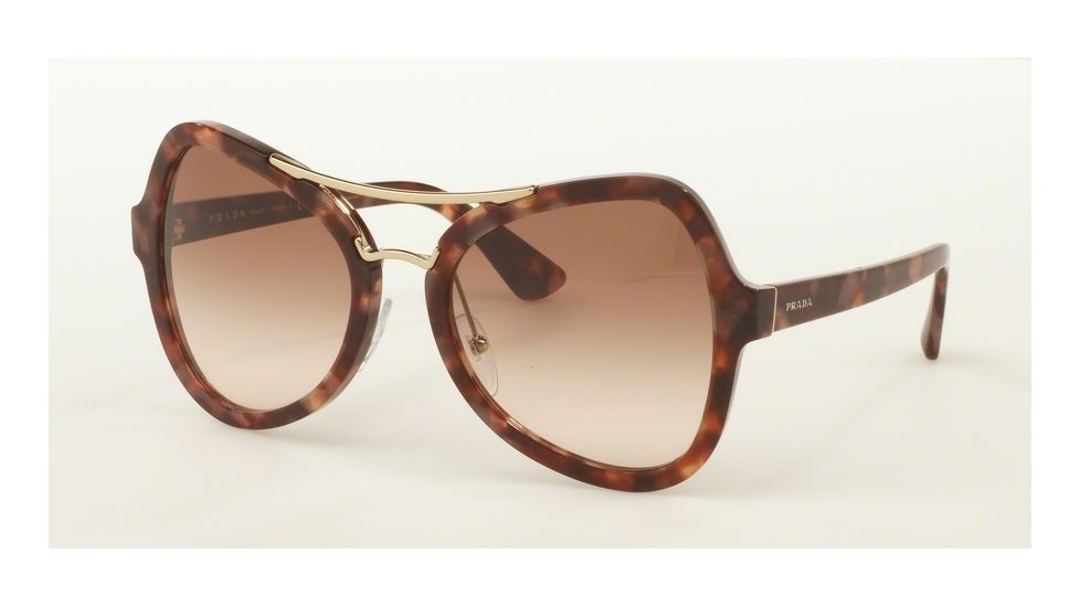 Prada PR18SS Sunglasses UE00A6-55 - Spotted Brown Pink Frame, Brown Gradient Pink Lenses