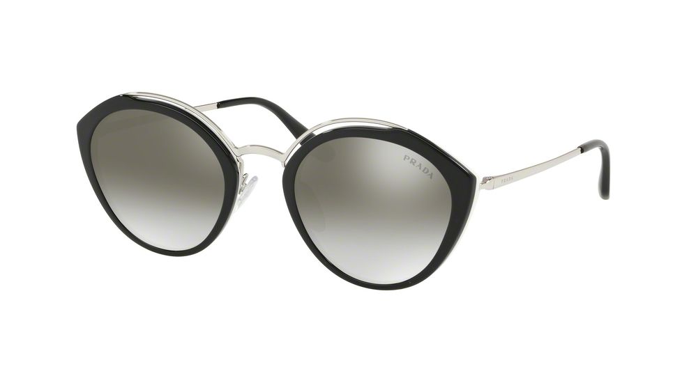 Prada PR18US Bifocal Prescription Sunglasses, 53mm, Black/Ivory/Silver, PR18US-4BK5O0-53-BI