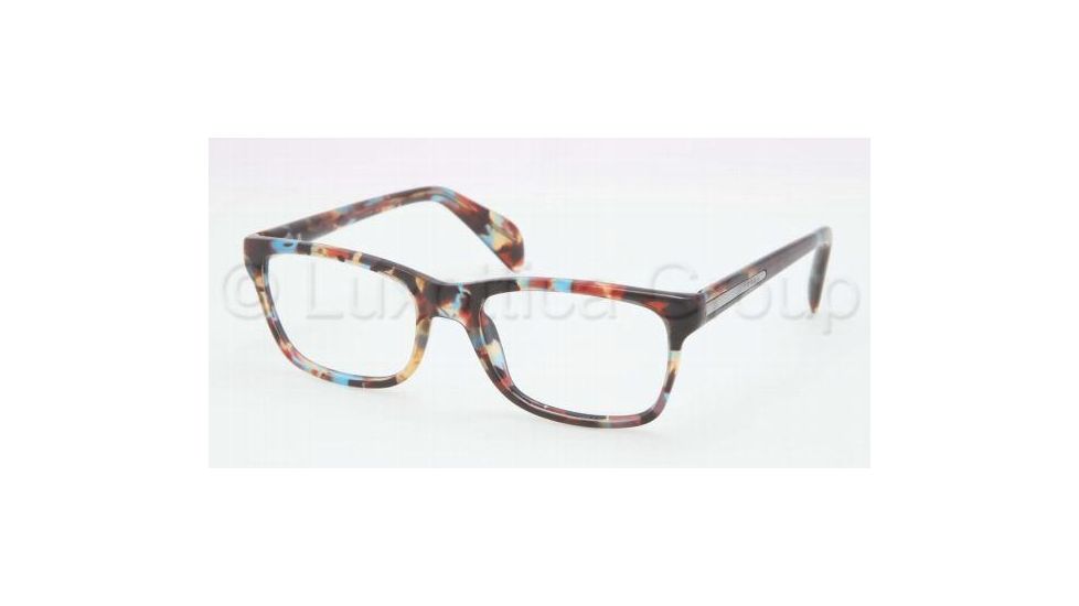 Prada PR19PV Bifocal Prescription Eyeglasses NAG1O1-5318 - Havana Spotted Blue Frame, Demo Lens Lenses