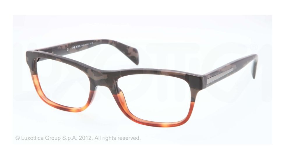Prada PR19PV Bifocal Prescription Eyeglasses QE11O1-53 - Mimetic Bronw/brown Transp Frame
