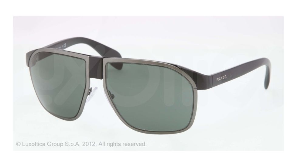Prada PR21PS Sunglasses 1BO3O1-58 - Black Demi Shiny/matte Gunmet Frame, Gray Green Lenses
