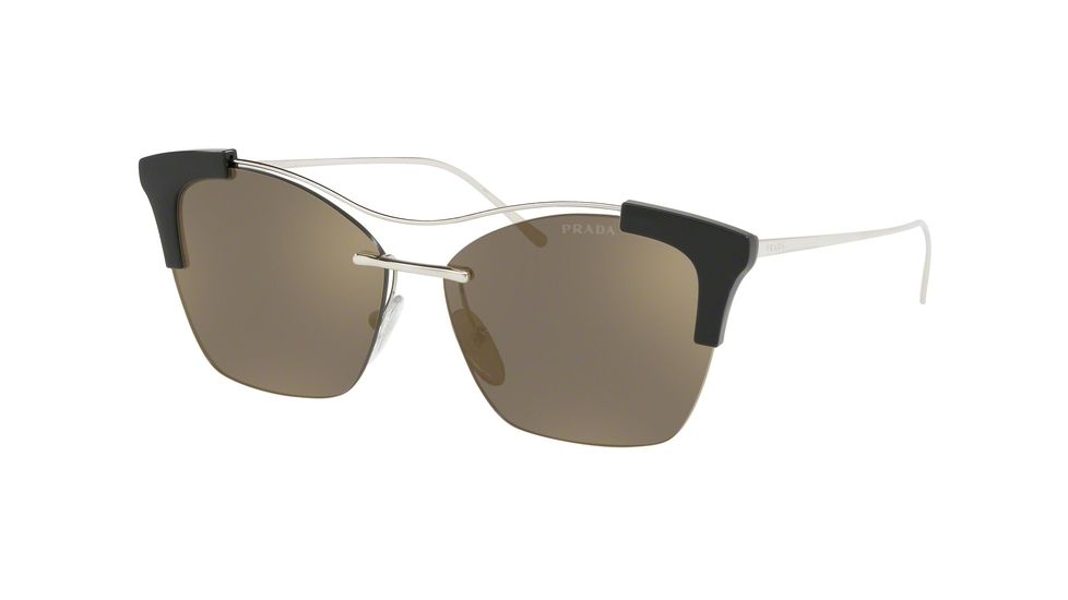 Prada PR21US Sunglasses GAQ1C0-56 - Silver Frame, Light Brown Mirror Gold Lenses