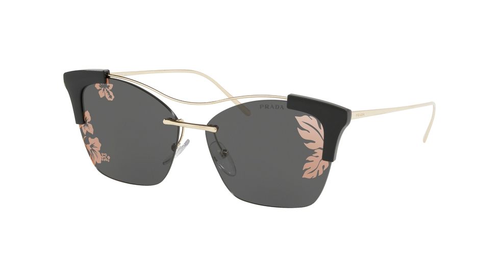 Prada PR21US Sunglasses ZO8238-56 - Pale Gold Frame, Dk Grey Tamp Ibiscus Rose Gold Lenses