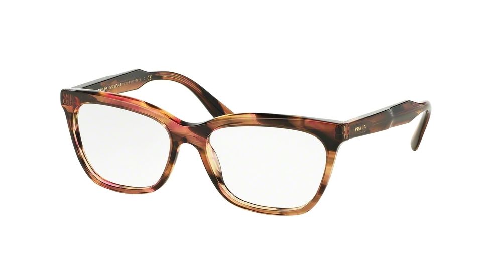 Prada PR24SVF Eyeglass Frames UEO1O1-55 - Striped Brown Frame