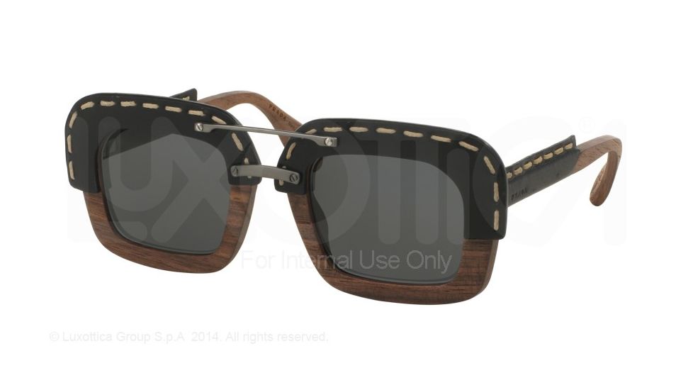Prada PR26RS Sunglasses UA61A1-51 - Nut Canaletto/black Leather Frame, Grey Gradient Lenses