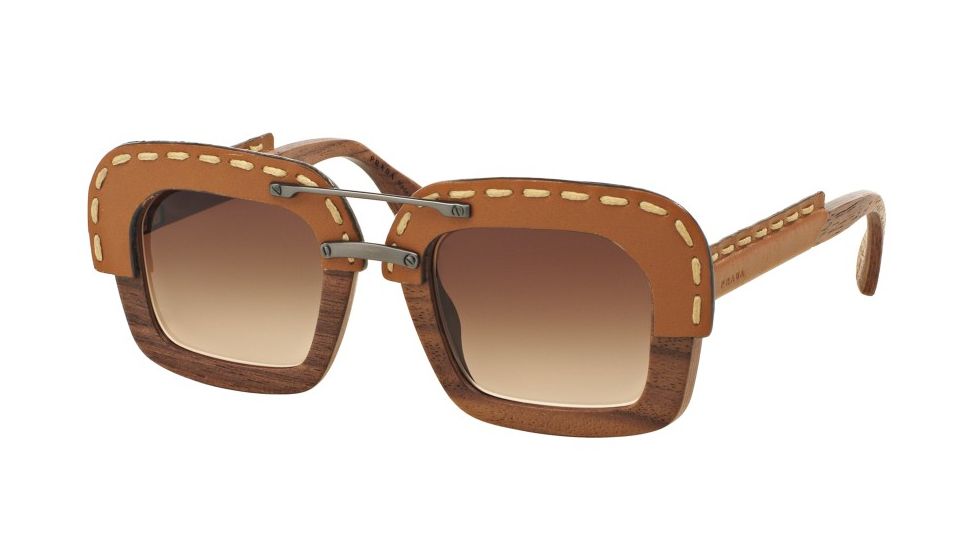 Prada PR26RS Sunglasses UA76S1-51 - Nut Canaletto/brown Leather Frame, Brown Gradient Lenses