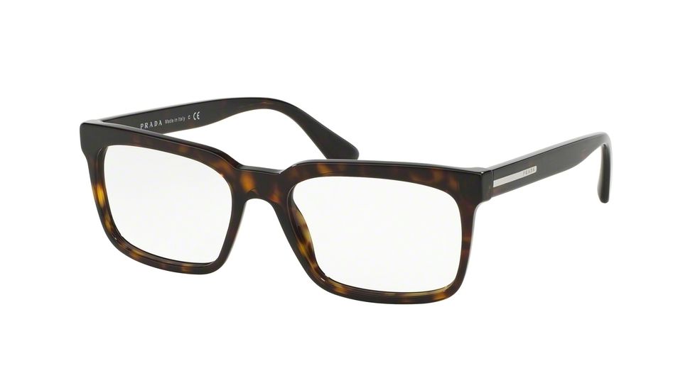 Prada PR28RV Single Vision Prescription Eyeglasses 2AU1O1-56 - Havana Frame