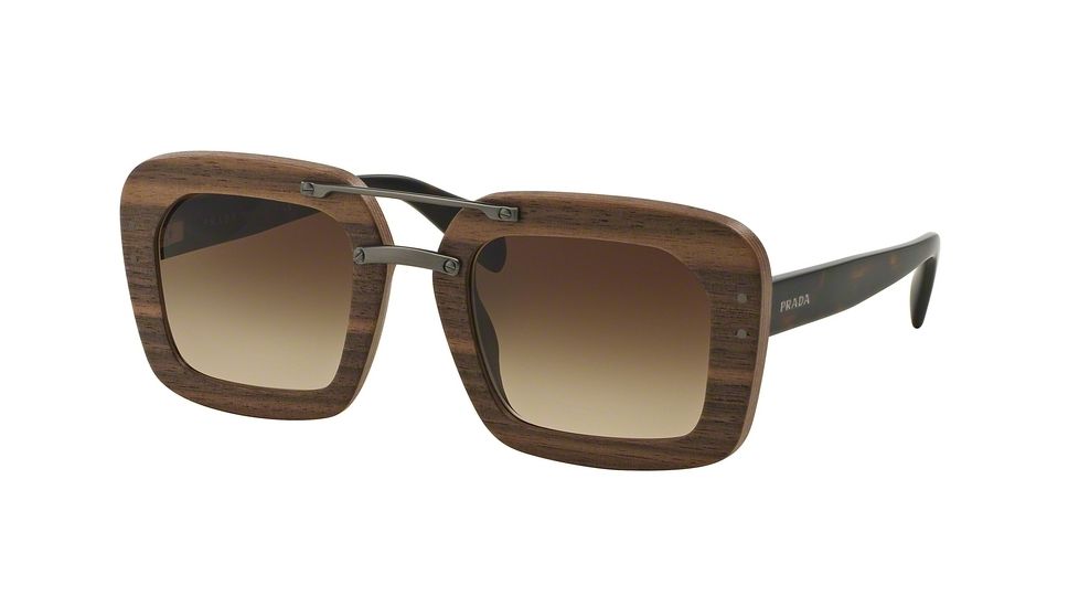 Prada PR30RS Single Vision Prescription Sunglasses PR30RS-IAM6S1-51 - Lens Diameter 51 mm, Frame Color Nut Canaletto