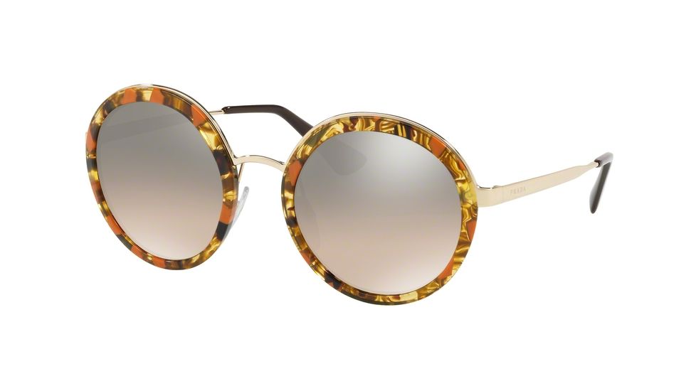 Prada PR50TS Single Vision Prescription Sunglasses PR50TS-KJN4P0-54 - Lens Diameter 54 mm, Frame Color Striped Brown Orange