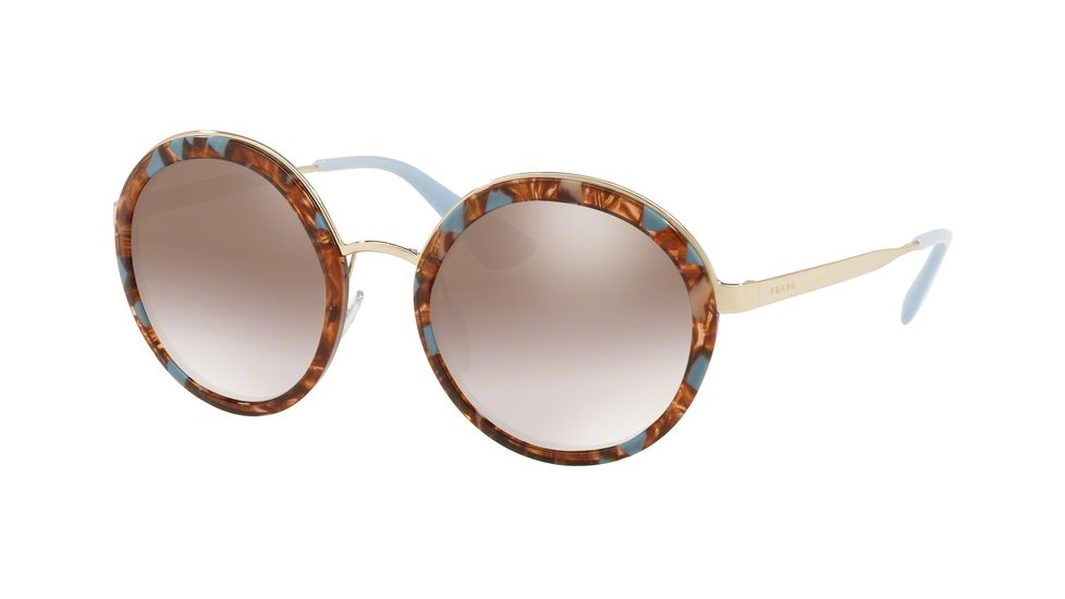 Prada PR50TS Single Vision Prescription Sunglasses, 54mm, Striped Brown/azure, PR50TS-KJO4O0-54-SV