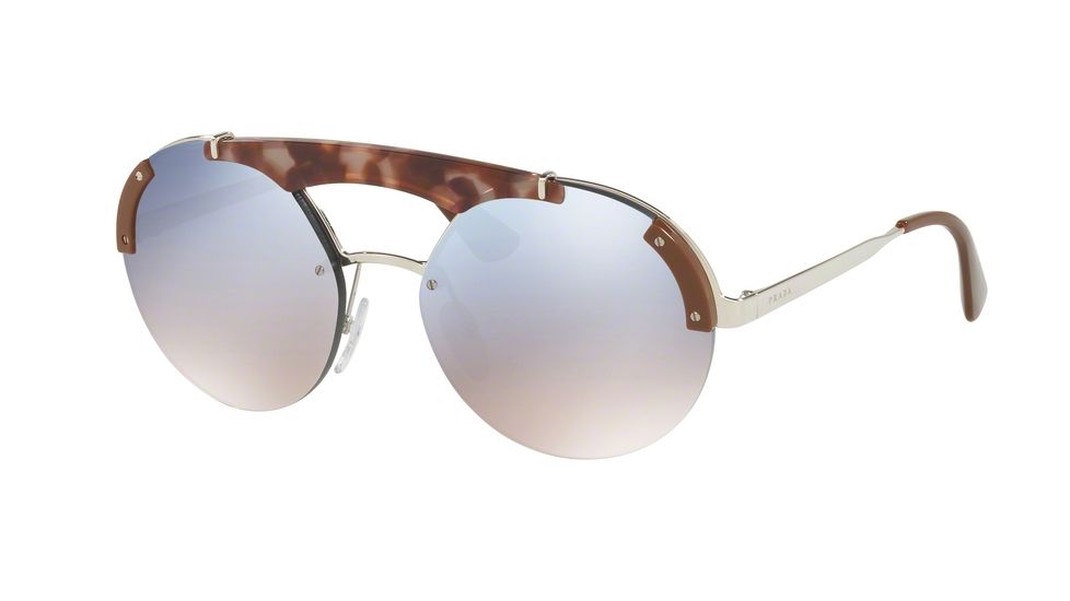 Prada PR52US Progressive Prescription Sunglasses PR52US-C135R0-37 - Lens Diameter 137 mm, Lens Diameter 37 mm, Frame Color Silver/pink Havana/brown