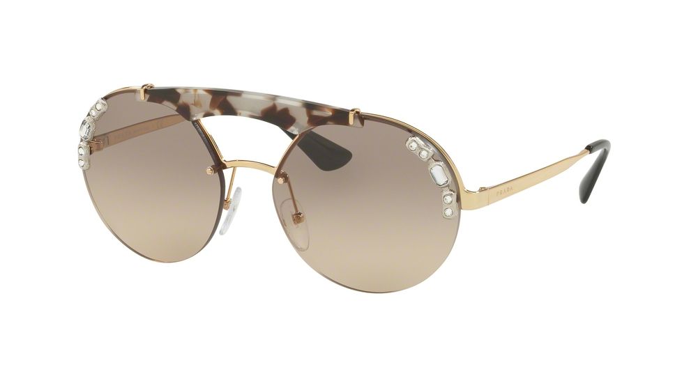 Prada PR52US Progressive Prescription Sunglasses PR52US-C3O3D0-37 - Lens Diameter 137 mm, Lens Diameter 37 mm, Frame Color Gold/opal Spotted Brown