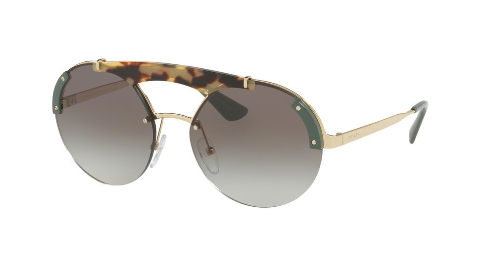 Prada PR52US Progressive Prescription Sunglasses PR52US-SZ60A7-37 - Lens Diameter 137 mm, Lens Diameter 37 mm, Frame Color Pale Gold/medium Havana/green