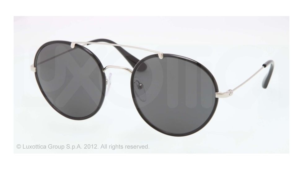 Prada PR53PS Sunglasses 1AB1A1-54 - Silver/Black Frame, Gray Lenses