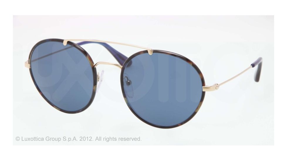 Prada PR53PS Sunglasses NAG1V1-54 - Pale Gold/spotted Havana Blue Frame, Blue Lenses