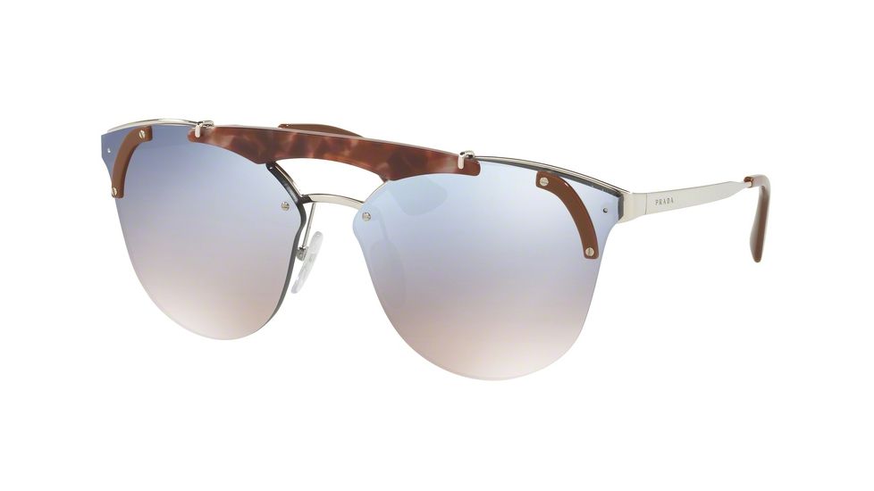 Prada PR53US Single Vision Prescription Sunglasses PR53US-C135R0-42 - Lens Diameter 42 mm, Frame Color Silver/pink Havana/brown