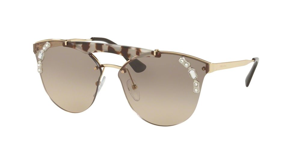 Prada PR53US Single Vision Prescription Sunglasses PR53US-C3O3D0-42 - Lens Diameter 42 mm, Frame Color Gold/opal Spotted Brown