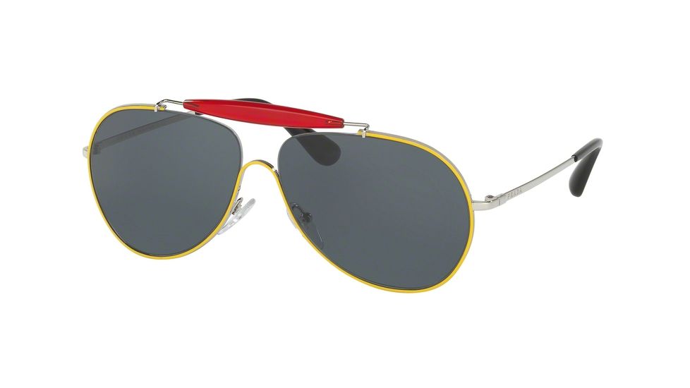 Prada PR56SS Progressive Prescription Sunglasses PR56SS-UFR2K1-59 - Lens Diameter 59 mm, Frame Color Top Yellow/silver
