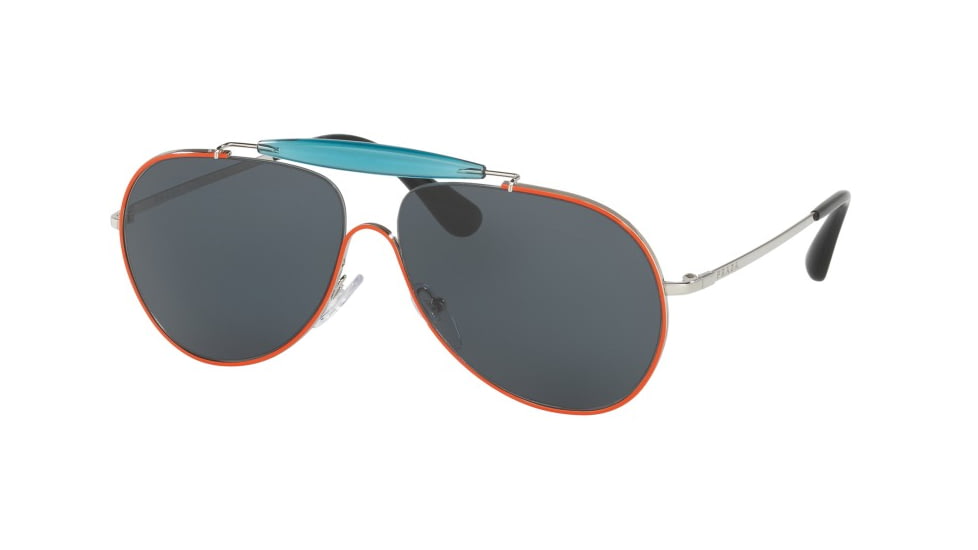 Prada PR56SS Sunglasses UFS2K1-59 - Top Orange/silver Frame, Dark Blue Lenses