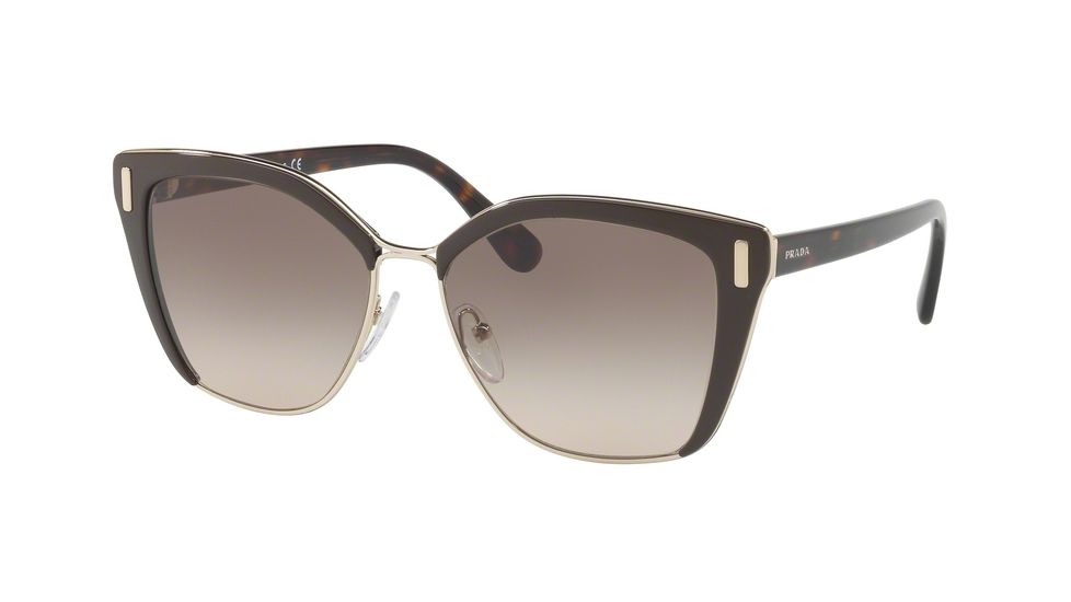 Prada PR56TS Progressive Prescription Sunglasses PR56TS-DHO3D0-57 - Lens Diameter 57 mm, Frame Color Brown/Pale Gold