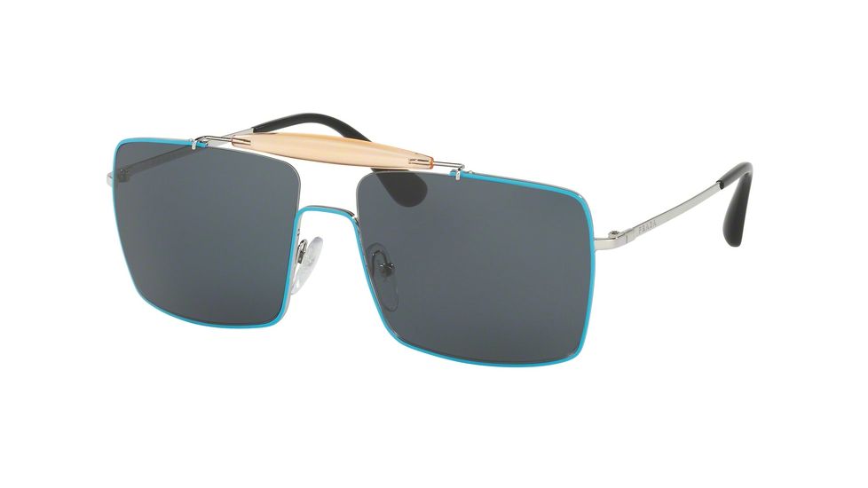 Prada PR57SS Progressive Prescription Sunglasses PR57SS-UFQ2K1-58 - Lens Diameter 58 mm, Frame Color Top Azure/silver