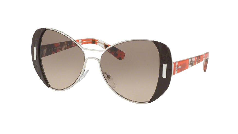 Prada PR60SS Single Vision Prescription Sunglasses PR60SS-DHO3D0-55 - Lens Diameter 55 mm, Frame Color Silver/brown