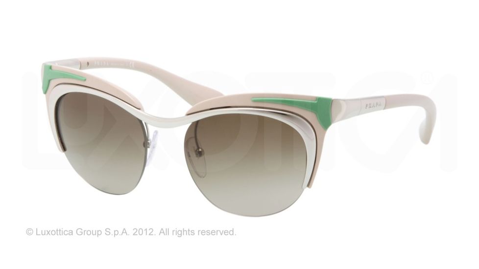 Prada PARALLEL UNIVERSES PR61OS Single Vision Prescription Sunglasses PR61OS-1BC1X1-49 - Lens Diameter 49 mm, Frame Color Silver-green/brown