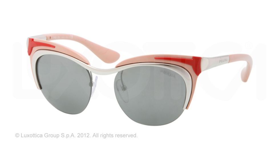 Prada PARALLEL UNIVERSES PR61OS Single Vision Prescription Sunglasses PR61OS-1BC7W1-49 - Lens Diameter 49 mm, Frame Color Silver-red/pink