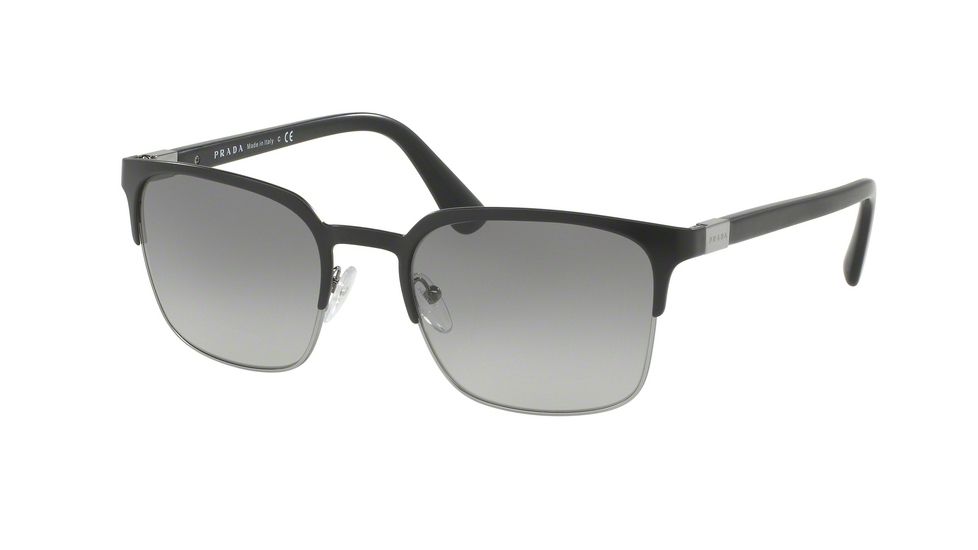 Prada PR61SS Single Vision Prescription Sunglasses PR61SS-1BO3M1-55 - Lens Diameter 55 mm, Frame Color Matte Black/Gunmetal