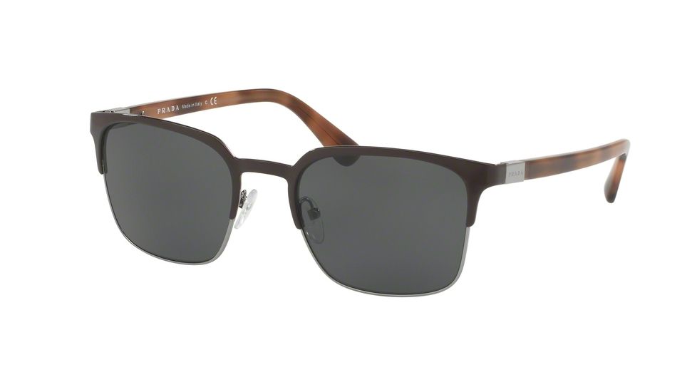 Prada PR61SS Single Vision Prescription Sunglasses PR61SS-USF1A1-52 - Lens Diameter 52 mm, Frame Color Brown/gummetal