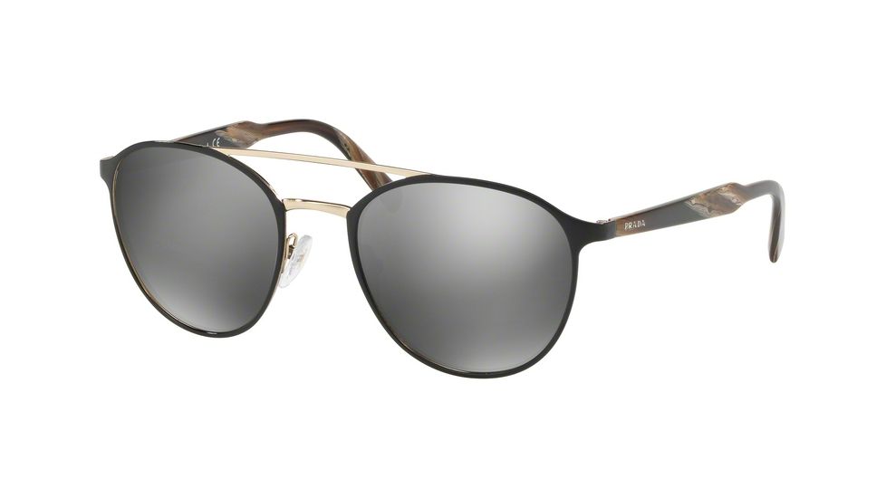 Prada PR62TS Sunglasses 1AB7W1-54 - Black/pale Gold Frame, Grey Mirror Silver Lenses