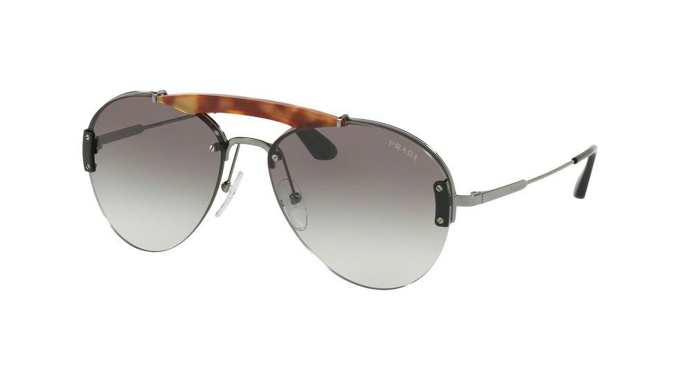 Prada PR62US Sunglasses 2990A7-32 - Light Havana/Gunmetal Frame, Grey Gradient Lenses