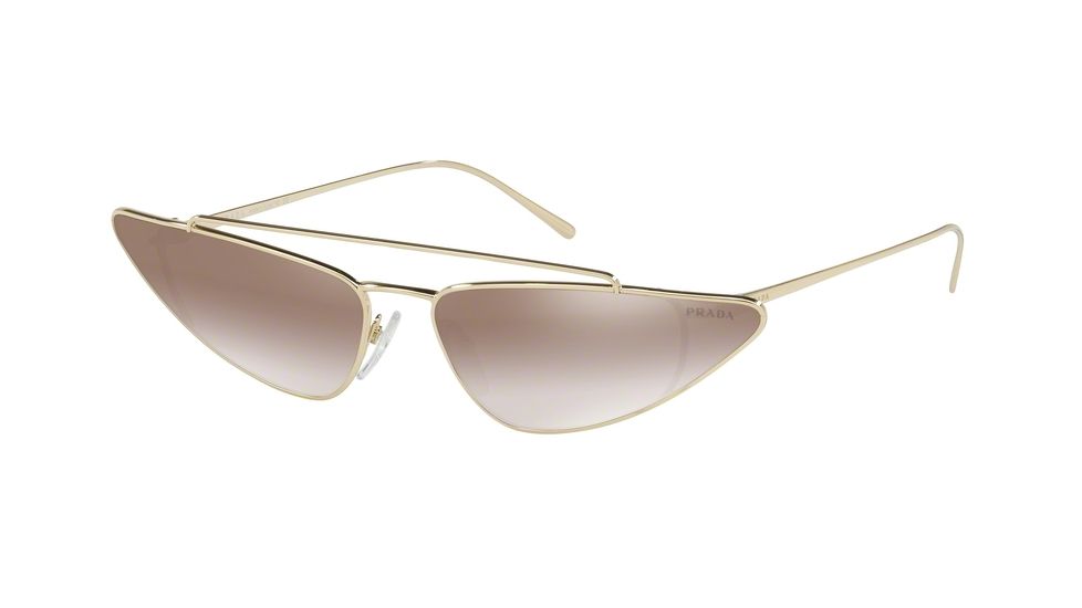 Prada PR63US Sunglasses ZVN4O0-68 - Pale Gold Frame, Gradient Brown Mirror Silver Lenses
