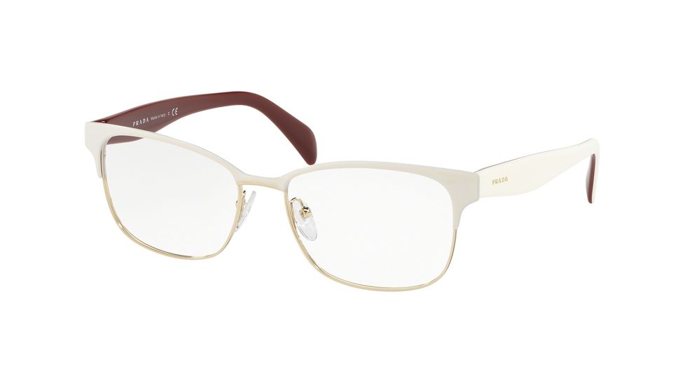 Prada PR65RV Single Vision Prescription Eyeglasses 2821O1-53 - Ivory/Pale Gold Frame