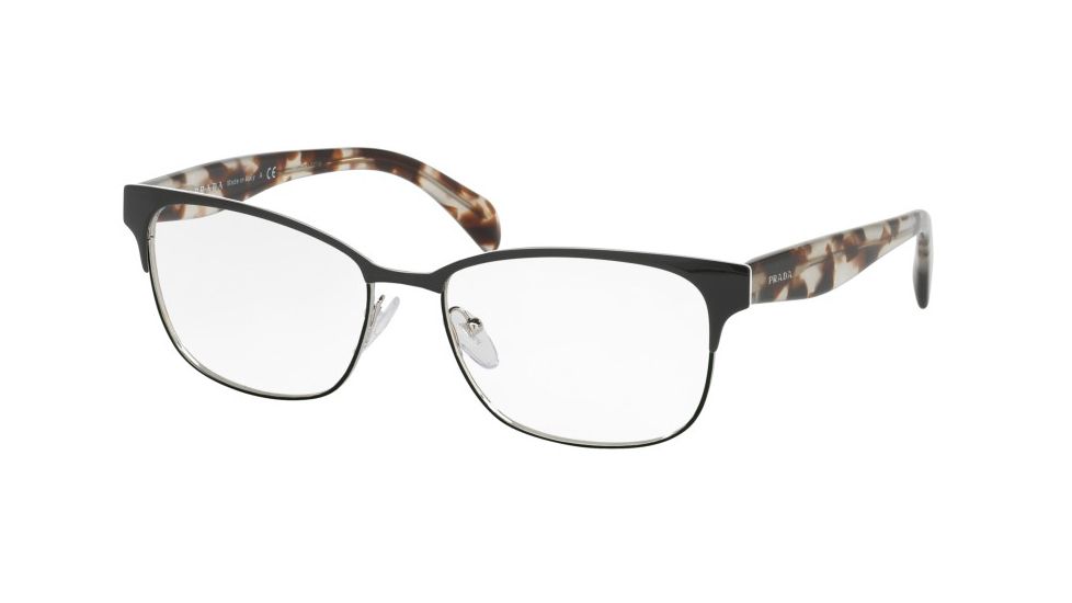 Prada PR65RV Single Vision Prescription Eyeglasses 7AX1O1-55 - Black/Silver Frame