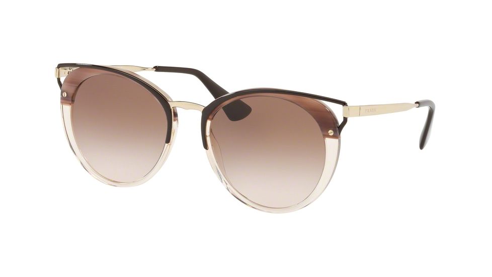 Prada PR66TS Single Vision Prescription Sunglasses, 54mm, Striped Brown, PR66TS-LMN0A6-54-SV