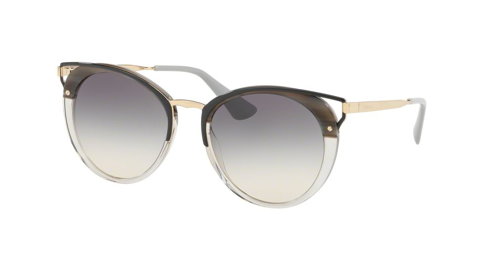 Prada PR66TS Single Vision Prescription Sunglasses, 54mm, Striped Grey, PR66TS-MRU130-54-SV