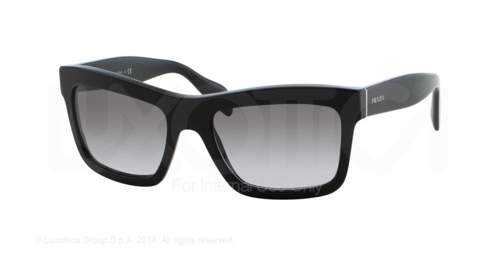 PRADA LOGO PR25QS Single Vision Prescription Sunglasses PR25QS-1AB0A7-56 - Lens Diameter 56 mm, Frame Color Black