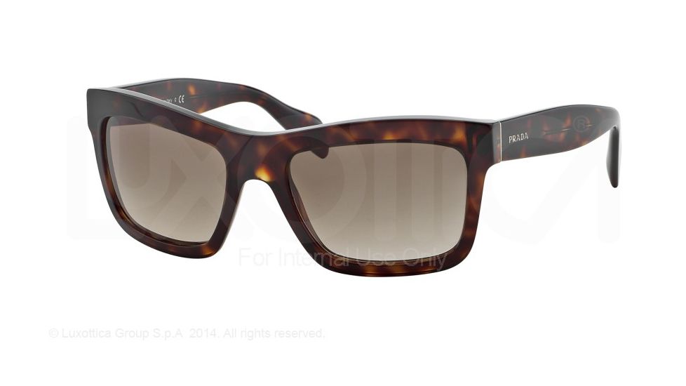 PRADA LOGO PR25QS Single Vision Prescription Sunglasses PR25QS-2AU3D0-56 - Lens Diameter 56 mm, Frame Color Havana