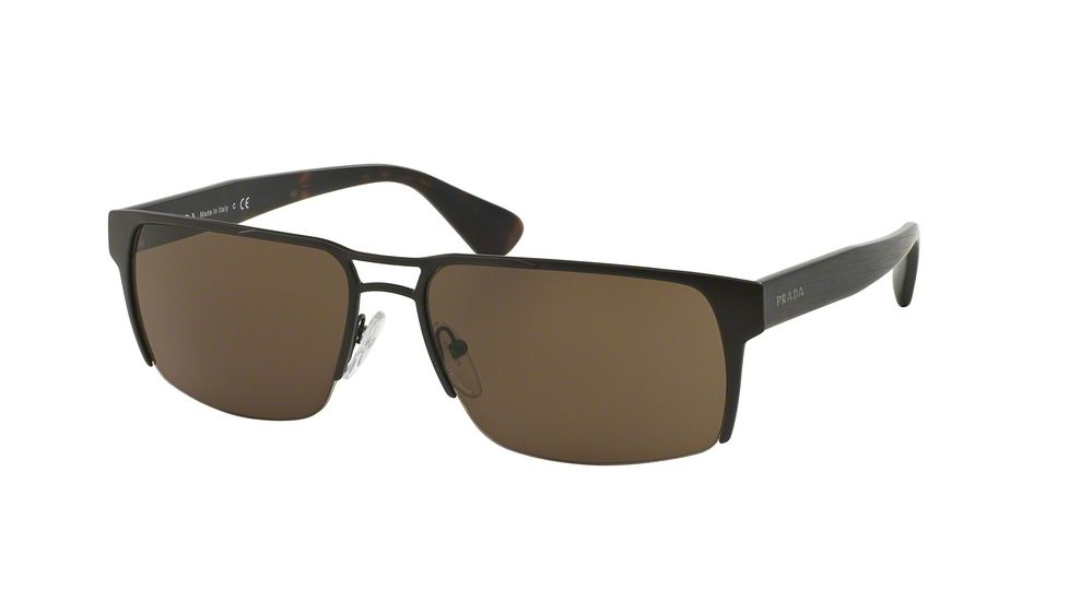 PRADA LOGO PR52RS Sunglasses LAH8C1-60 - Matte Brown Frame, Brown Lenses