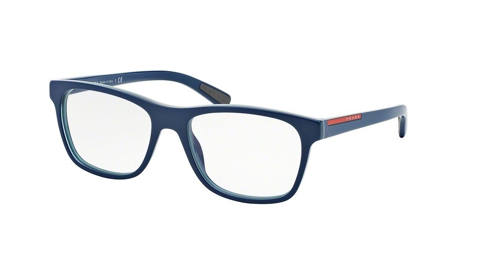 Prada PS01FV Progressive Prescription Eyeglasses TIO1O1-53 - Top Blu/azure/violet Frame