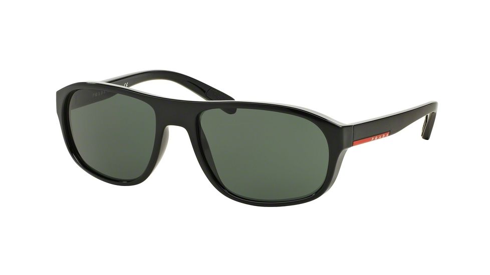 Prada PS01RS Sunglasses 1AB3O1-58 - Black Frame, Grey Green Lenses
