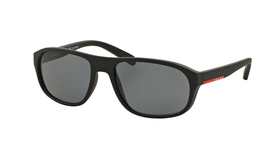 Prada PS01RS Sunglasses DG05Z1-58 - Black Rubber Frame, Polar Grey Lenses