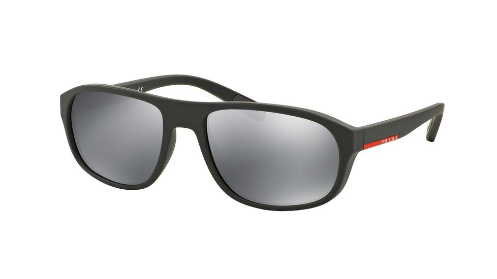 Prada PS01RS Sunglasses TFZ5L0-58 - Grey Rubber Frame, Light Grey Mirror Black Lenses