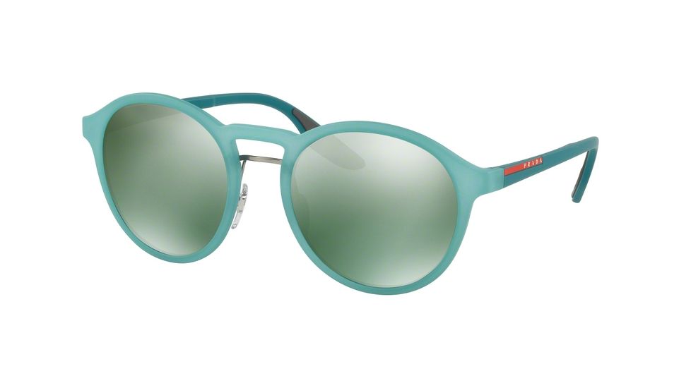Prada PS01SS Sunglasses VHF3C0-53 - Opal Green Rubber Frame, Light Green Mirror Petrol Lenses