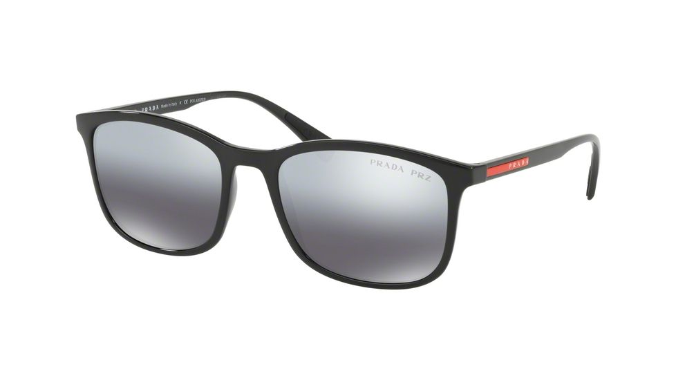 Prada PS01TS Sunglasses 1AB2F2-56 - Black Frame, Polar Grey Mirror Grad Silver Lenses