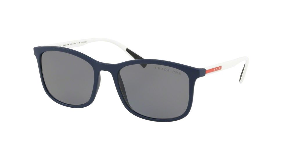 Prada PS01TS Sunglasses 288255-56 - Blue Rubber Frame, Polar Grey Lenses