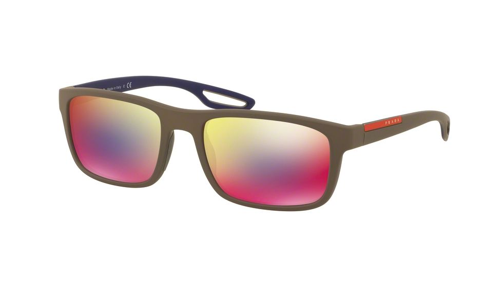 Prada PS03RS Bifocal Prescription Sunglasses PS03RS-UR49Q1-56 - Lens Diameter 56 mm, Frame Color Brown Rubber