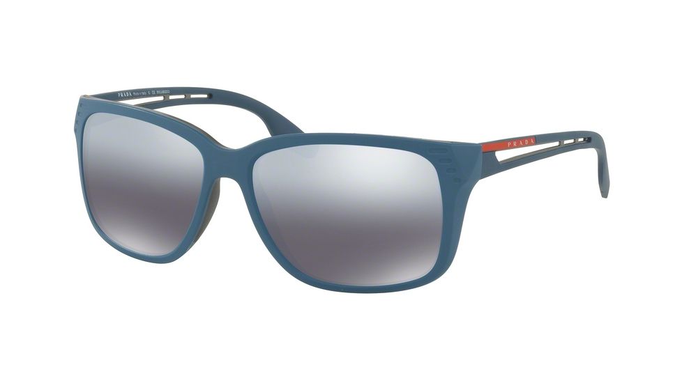 Prada PS03TS Sunglasses B522F2-59 - Matte Blue Frame, Polar Grey Mirror Grad Silver Lenses