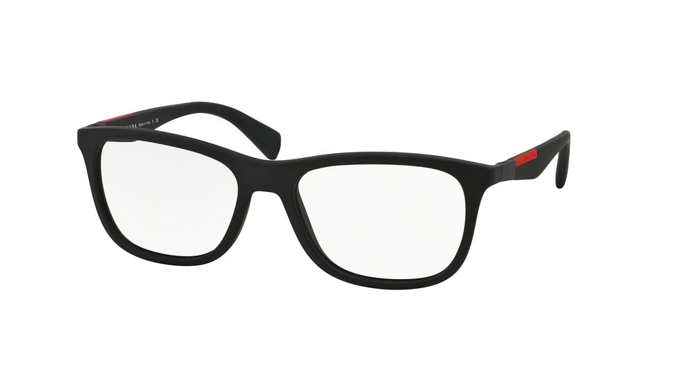 Prada PS04FV Progressive Prescription Eyeglasses DG01O1-55 - Black Rubber Frame